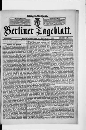 Berliner Tageblatt und Handels-Zeitung vom 31.12.1903