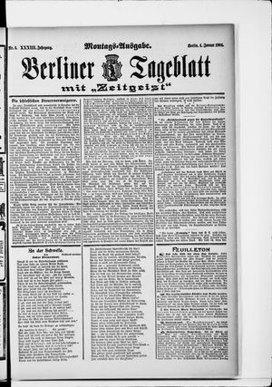 Berliner Tageblatt und Handels-Zeitung vom 04.01.1904