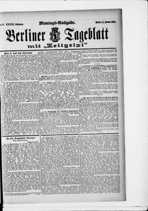 Berliner Tageblatt und Handels-Zeitung vom 11.01.1904