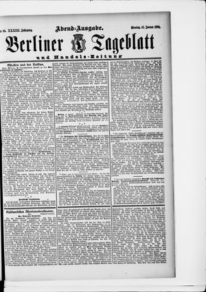 Berliner Tageblatt und Handels-Zeitung vom 11.01.1904
