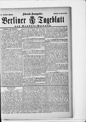Berliner Tageblatt und Handels-Zeitung vom 13.01.1904