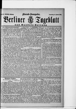 Berliner Tageblatt und Handels-Zeitung vom 14.01.1904