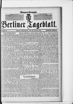 Berliner Tageblatt und Handels-Zeitung on Jan 16, 1904