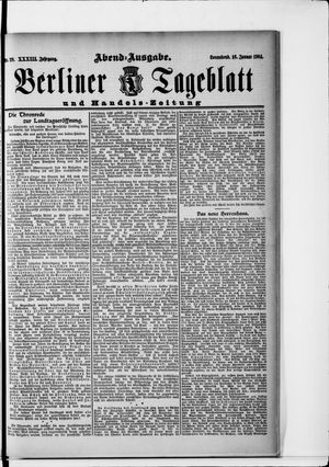 Berliner Tageblatt und Handels-Zeitung on Jan 16, 1904