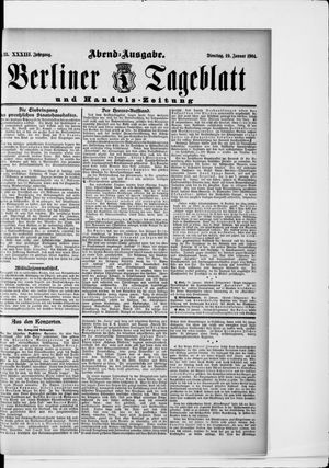 Berliner Tageblatt und Handels-Zeitung vom 19.01.1904