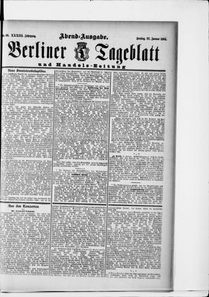 Berliner Tageblatt und Handels-Zeitung vom 22.01.1904