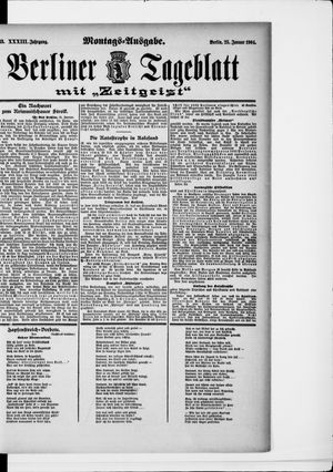 Berliner Tageblatt und Handels-Zeitung on Jan 25, 1904