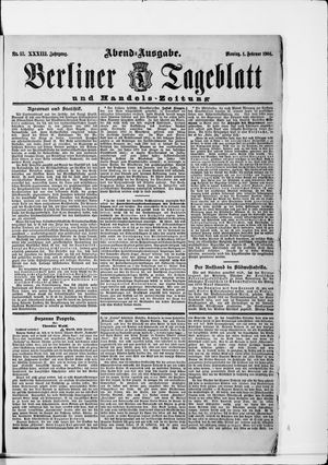 Berliner Tageblatt und Handels-Zeitung vom 01.02.1904