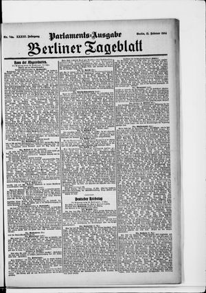 Berliner Tageblatt und Handels-Zeitung on Feb 11, 1904