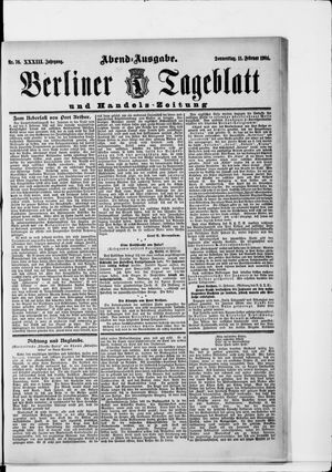 Berliner Tageblatt und Handels-Zeitung on Feb 11, 1904
