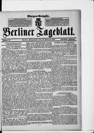 Berliner Tageblatt und Handels-Zeitung on Feb 13, 1904