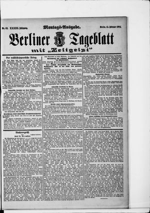 Berliner Tageblatt und Handels-Zeitung vom 15.02.1904