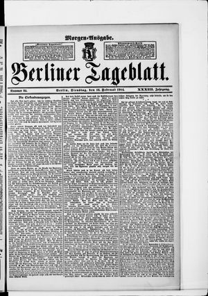 Berliner Tageblatt und Handels-Zeitung vom 16.02.1904