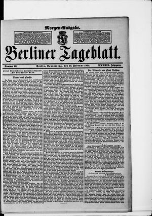 Berliner Tageblatt und Handels-Zeitung on Feb 18, 1904