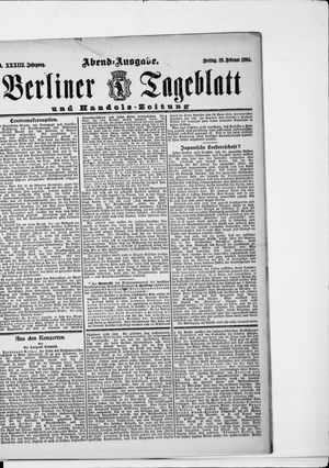 Berliner Tageblatt und Handels-Zeitung vom 19.02.1904