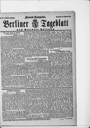 Berliner Tageblatt und Handels-Zeitung vom 20.02.1904