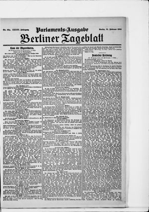 Berliner Tageblatt und Handels-Zeitung on Feb 21, 1904