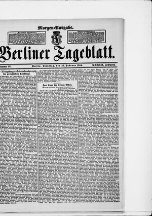 Berliner Tageblatt und Handels-Zeitung on Feb 23, 1904
