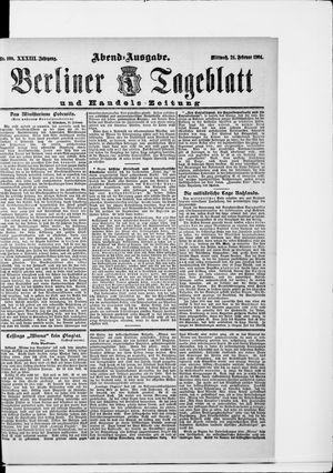 Berliner Tageblatt und Handels-Zeitung vom 24.02.1904