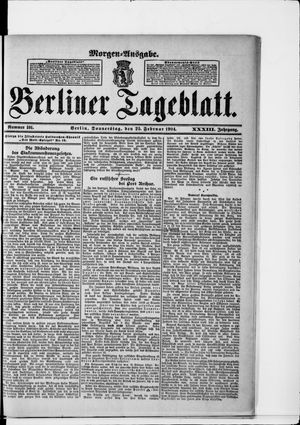 Berliner Tageblatt und Handels-Zeitung on Feb 25, 1904