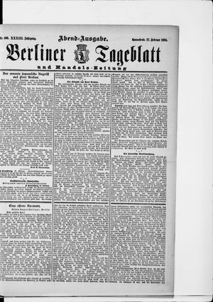 Berliner Tageblatt und Handels-Zeitung vom 27.02.1904