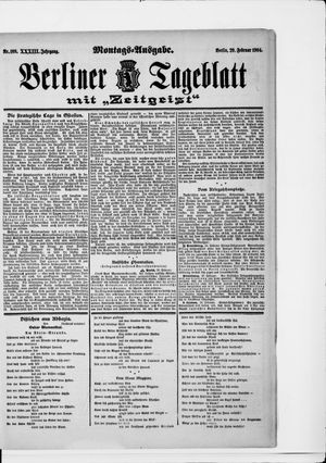 Berliner Tageblatt und Handels-Zeitung vom 29.02.1904