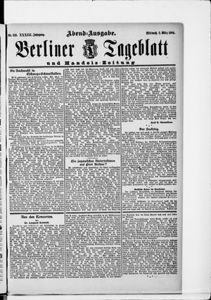 Berliner Tageblatt und Handels-Zeitung on Mar 2, 1904