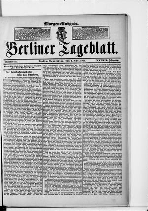 Berliner Tageblatt und Handels-Zeitung on Mar 3, 1904