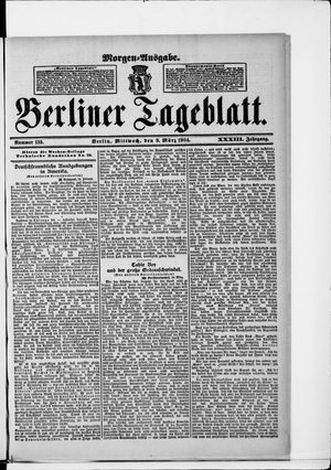 Berliner Tageblatt und Handels-Zeitung on Mar 9, 1904