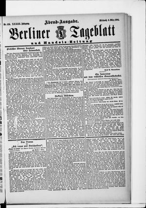 Berliner Tageblatt und Handels-Zeitung vom 09.03.1904