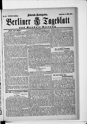 Berliner Tageblatt und Handels-Zeitung vom 17.03.1904