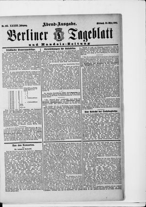 Berliner Tageblatt und Handels-Zeitung on Mar 30, 1904