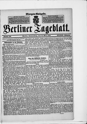Berliner Tageblatt und Handels-Zeitung vom 31.03.1904