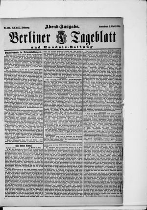 Berliner Tageblatt und Handels-Zeitung vom 02.04.1904