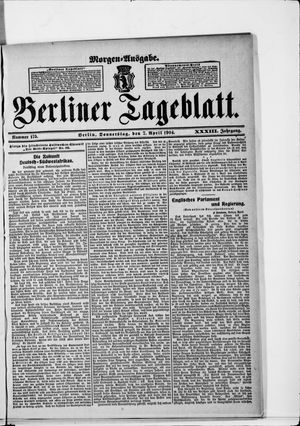 Berliner Tageblatt und Handels-Zeitung on Apr 7, 1904