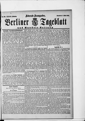 Berliner Tageblatt und Handels-Zeitung vom 09.04.1904