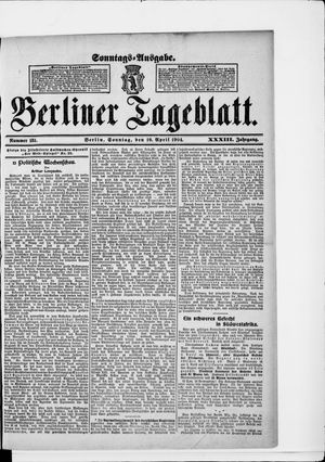 Berliner Tageblatt und Handels-Zeitung vom 10.04.1904