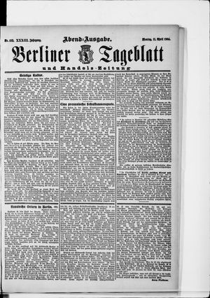 Berliner Tageblatt und Handels-Zeitung vom 11.04.1904