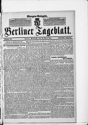Berliner Tageblatt und Handels-Zeitung on Apr 13, 1904