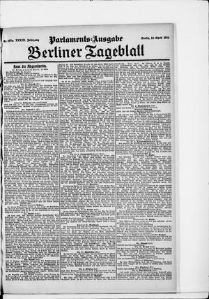 Berliner Tageblatt und Handels-Zeitung vom 14.04.1904