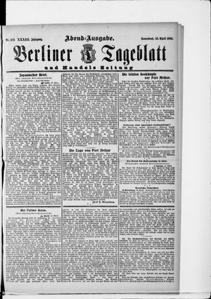 Berliner Tageblatt und Handels-Zeitung vom 16.04.1904