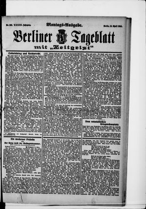Berliner Tageblatt und Handels-Zeitung vom 19.04.1904