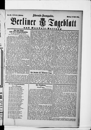 Berliner Tageblatt und Handels-Zeitung on Apr 19, 1904