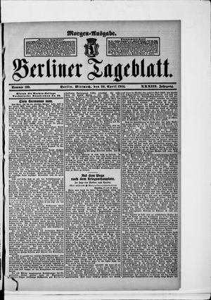 Berliner Tageblatt und Handels-Zeitung vom 20.04.1904