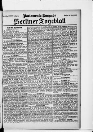 Berliner Tageblatt und Handels-Zeitung vom 24.04.1904