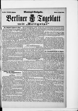 Berliner Tageblatt und Handels-Zeitung vom 25.04.1904