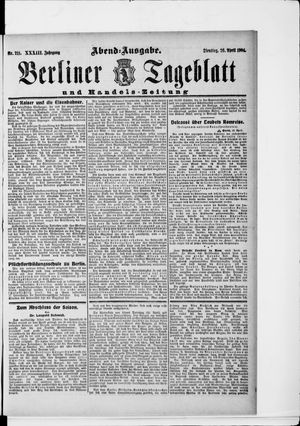 Berliner Tageblatt und Handels-Zeitung vom 26.04.1904