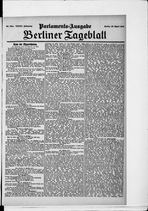 Berliner Tageblatt und Handels-Zeitung vom 27.04.1904