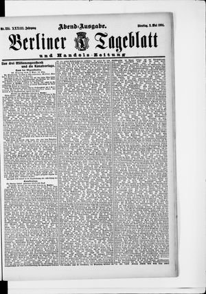 Berliner Tageblatt und Handels-Zeitung vom 03.05.1904