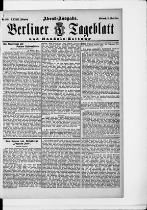 Berliner Tageblatt und Handels-Zeitung vom 11.05.1904